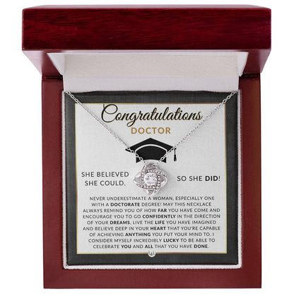 PHD Graduation Gift For Her - Beautiful Women's Pendant Necklace - Graduation Gift For New Doctor Graduate - Liliana and Liam