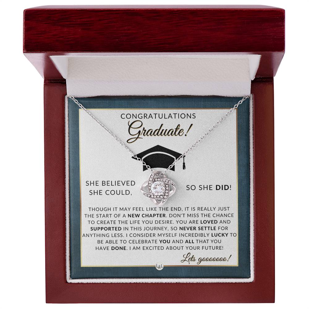Graduation Party Gift For Her - Beautiful Necklace + Heartfelt Graduation Message - Graduation Gift Idea For Her - Liliana and Liam