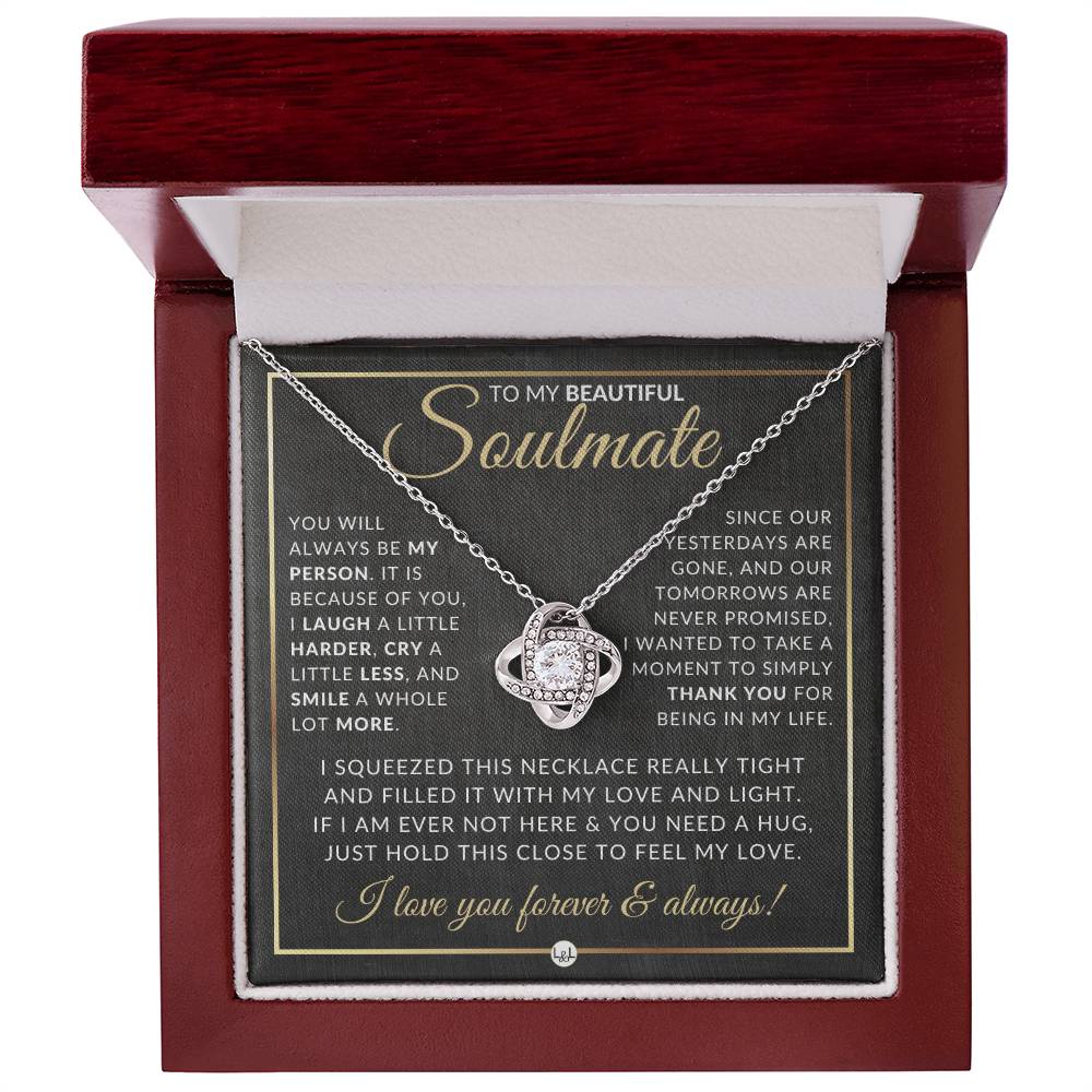 Gift For My Soulmate - Pendant Necklace - Sentimental and Romantic Christmas Gift, Valentine's Day, Birthday or Anniversary Present