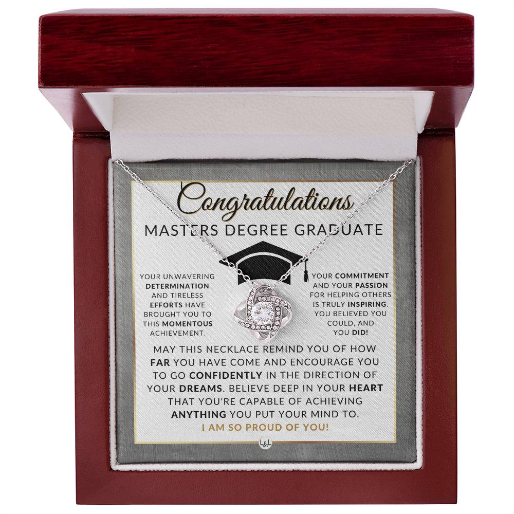 Masters Degree Graduation Gift for Her - Graduate School Necklace, Masters Graduate Jewelry, Grad School Gift 2026 - Liliana and Liam