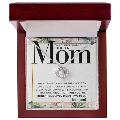 Chosen Mom - Knot Pendent Necklace - Gift For Step/Bonus Mom - Liliana and Liam