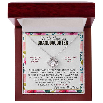 Granddaughter Gift - Follow Your Dreams - Meaningful Granddaughter Gift For Her Birthday, Christmas or For Graduation - Liliana and Liam