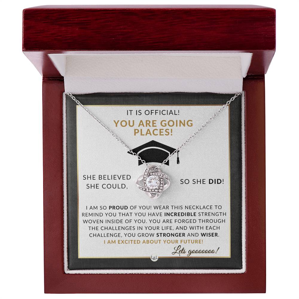 Master's Degree Grad Gift For Her - Beautiful Necklace + Heartfelt Graduation Message - Masters Program Graduation - Liliana and Liam