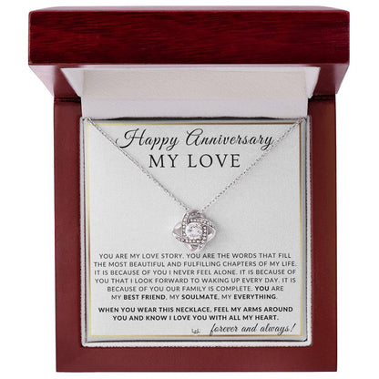 Anniversary Gift For Your Wife, Girlfriend or Fiancée - My Love Story - Beautiful Women's Pendant Necklace + Heartfelt Anniversary Message - Liliana and Liam