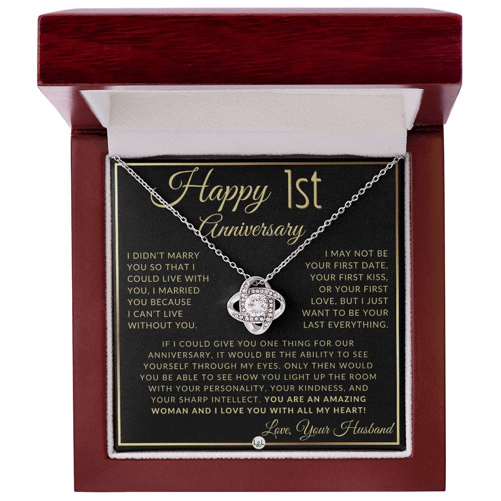 1st Anniversary Gift For Wife - Beautiful Women's Pendant Necklace + Heartfelt Anniversary Message - Liliana and Liam