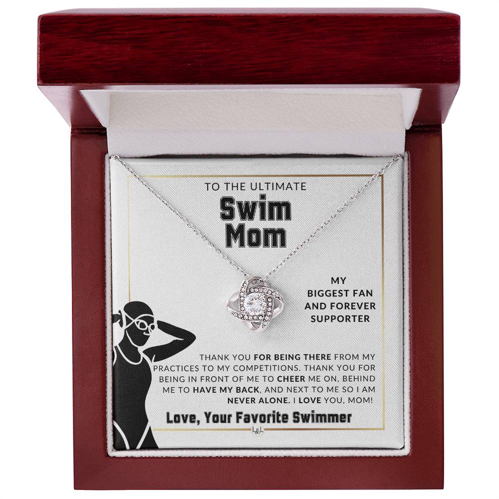 Swim Mom, From A Girl Swimmer - Knot Pendent Necklace - Gift For Sports Mom - Liliana and Liam