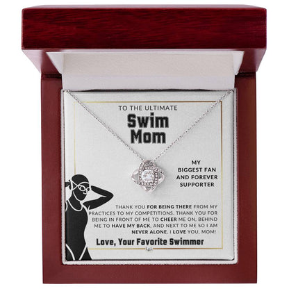 Swim Mom, From A Girl Swimmer - Knot Pendent Necklace - Gift For Sports Mom - Liliana and Liam