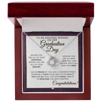 Graduation Day Gift For Female - High School Girl - Beautiful Necklace + HS Graduation Message - Graduation Party Gift Idea For Her - Liliana and Liam