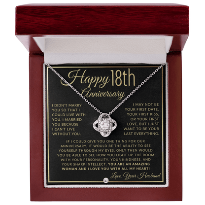 18th Anniversary For Wife - Elegant Knot Pendent Necklace - Liliana and Liam