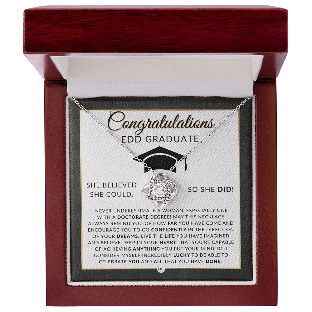 EDD Graduation - Elegant Knot Pendant Necklace - Gift For Doctorate - Liliana and Liam