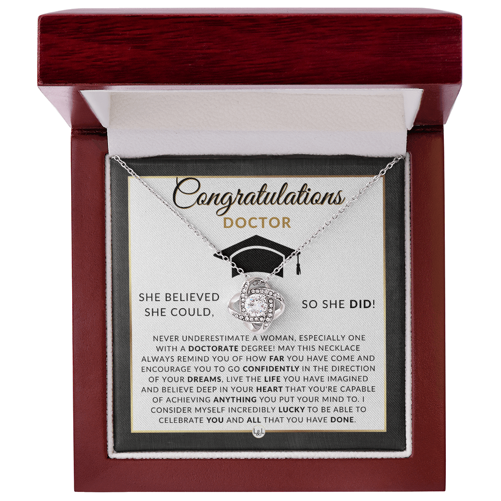 Congratulations Doctor & New Chapter Keepsake - Doctorate Graduate Necklace Gift - Liliana and Liam