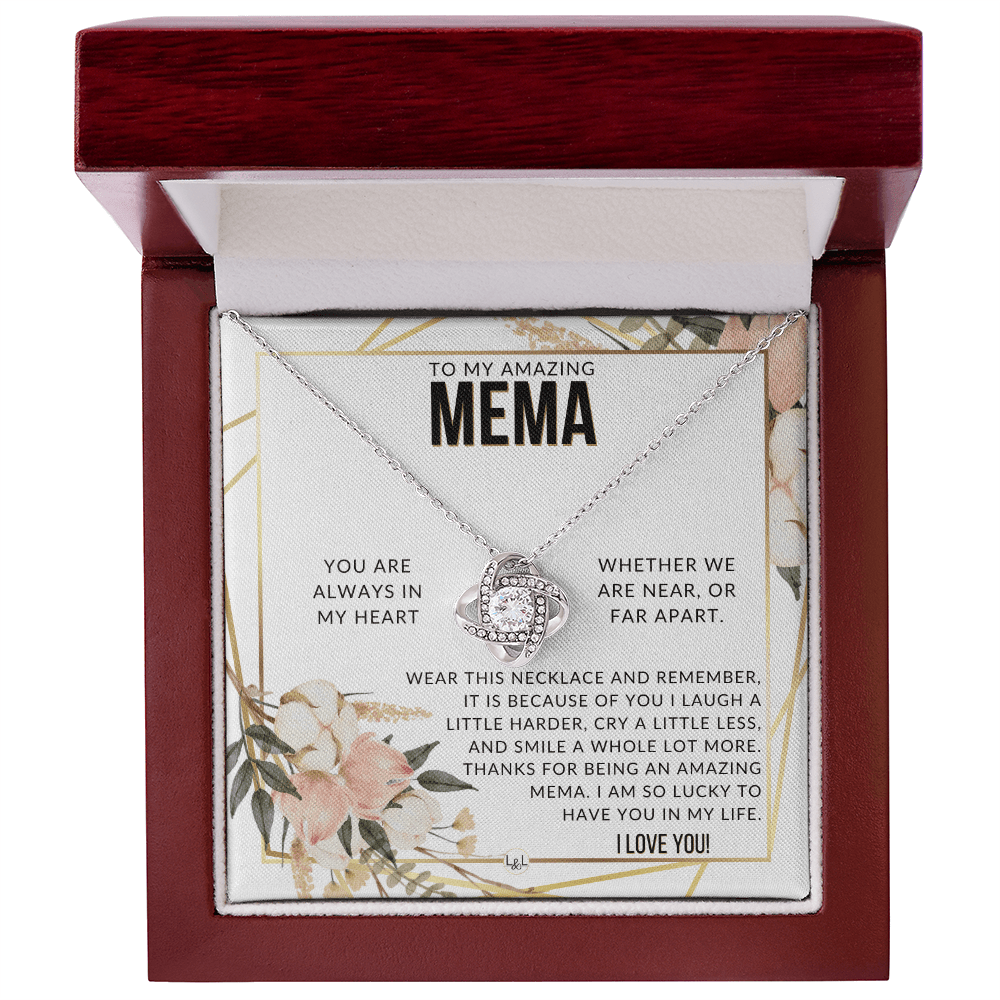 Mema Gift - Beautiful Women's Pendant - From Granddaughter, Grandson, Grandkids - Great For Mother's Day, Christmas, or Birthday - Liliana and Liam