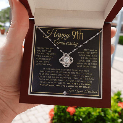 9th Anniversary Gift For Wife - Beautiful Women's Pendant Necklace + Heartfelt Anniversary Message For Her - Liliana and Liam