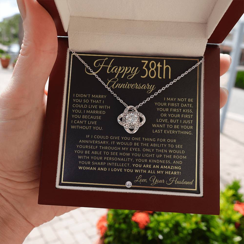 38th Anniversary Gift For Wife - Beautiful Women's Pendant Necklace + Heartfelt Anniversary Message - Liliana and Liam