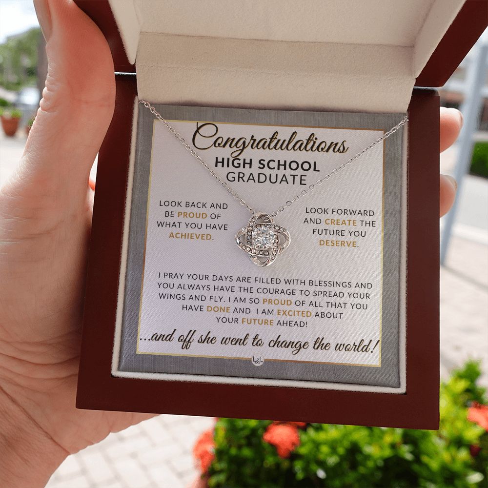 High School Graduation Gift Idea For Her - Marking Milestones: Graduation Necklace for High School Graduates - 2024 HS Graduation Gift Idea For Her