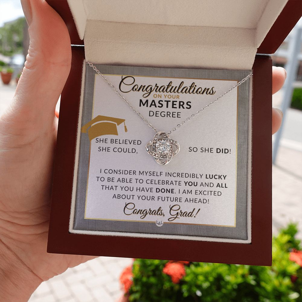 Graduation Gift For Masters Degree For Her - Thoughtful Milestone Necklace - 2024 Master's Program Graduation Gift Idea For Her