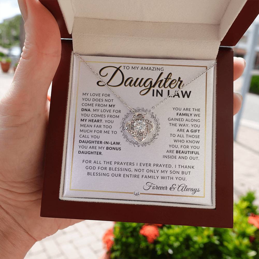 Daughter-In-Law Gift Idea - Pendant Necklace For My Daughter in Law + Sentimental Keepsake Message - Great Christmas Gift or Birthday Present or Wedding Gift