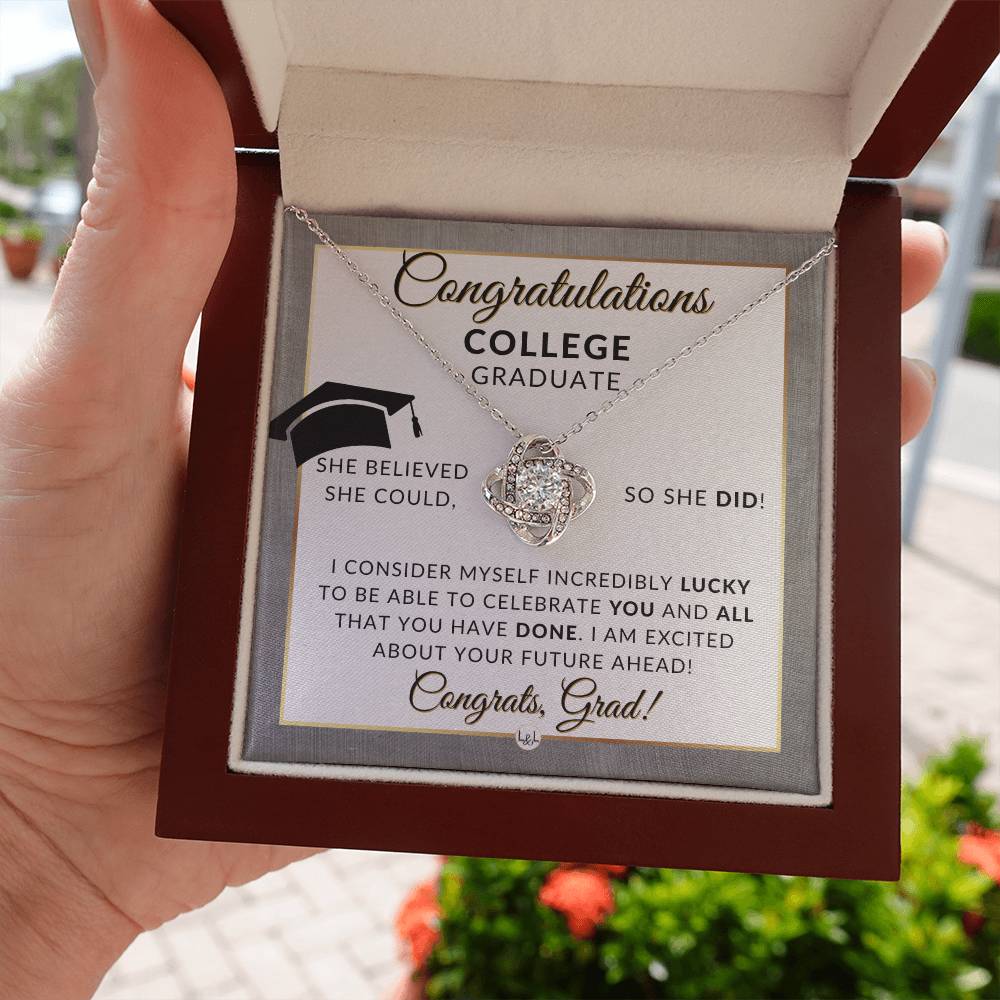 Graduation Gift For College Girl - Beautiful Women's Pendant + Sentimental Keepsake Message For New Grad - Perfect College Graduation Gift For Her - Great Gift For College Graduation Party - Liliana and Liam