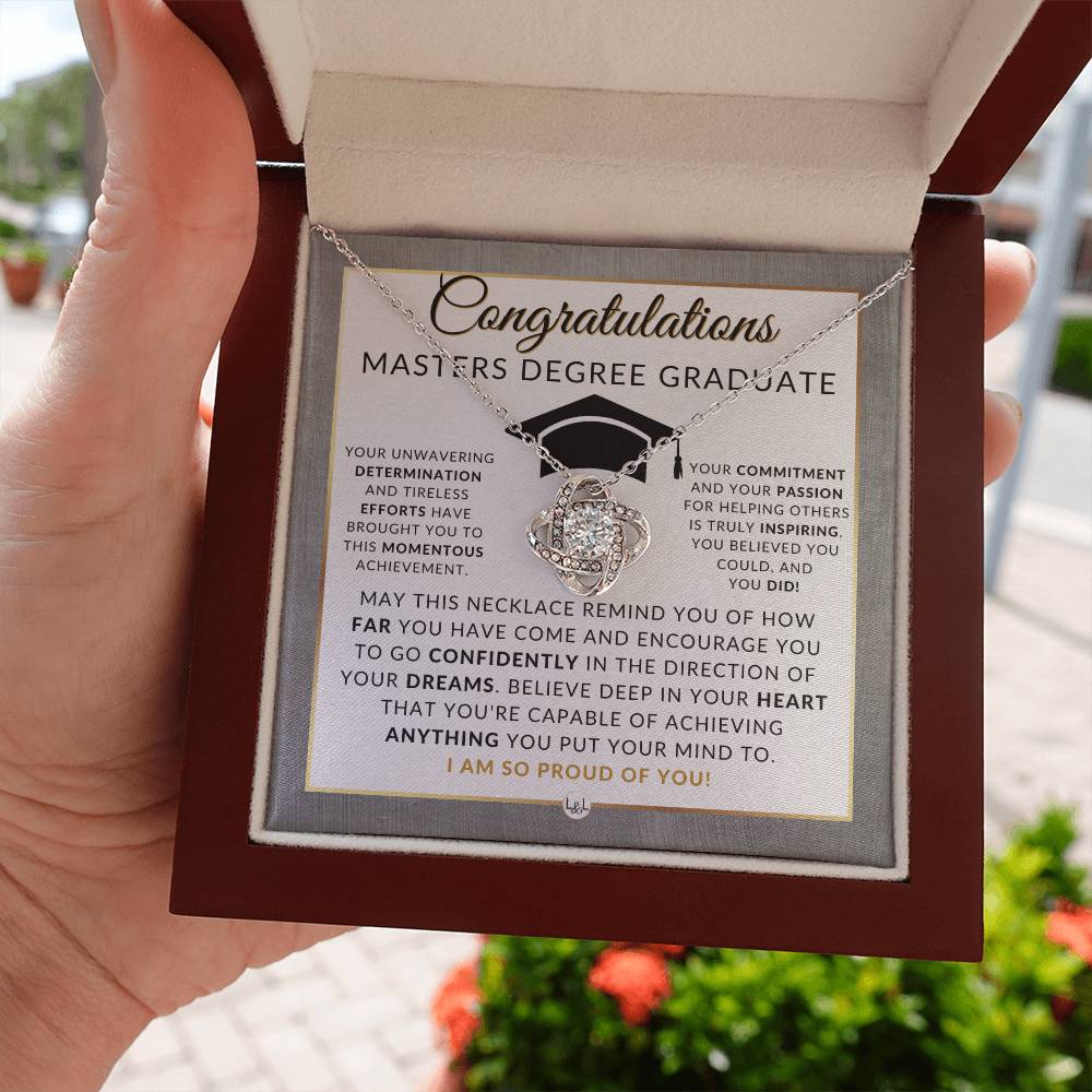 Graduate Graduation Gift Idea For Her For Masters Degree Graduate -  Master's Graduation Gift For Her - Pendant Necklace + Heartfelt Message