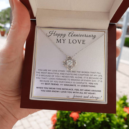 Anniversary Gift For Your Wife, Girlfriend or Fiancée - My Love Story - Beautiful Women's Pendant Necklace + Heartfelt Anniversary Message - Liliana and Liam