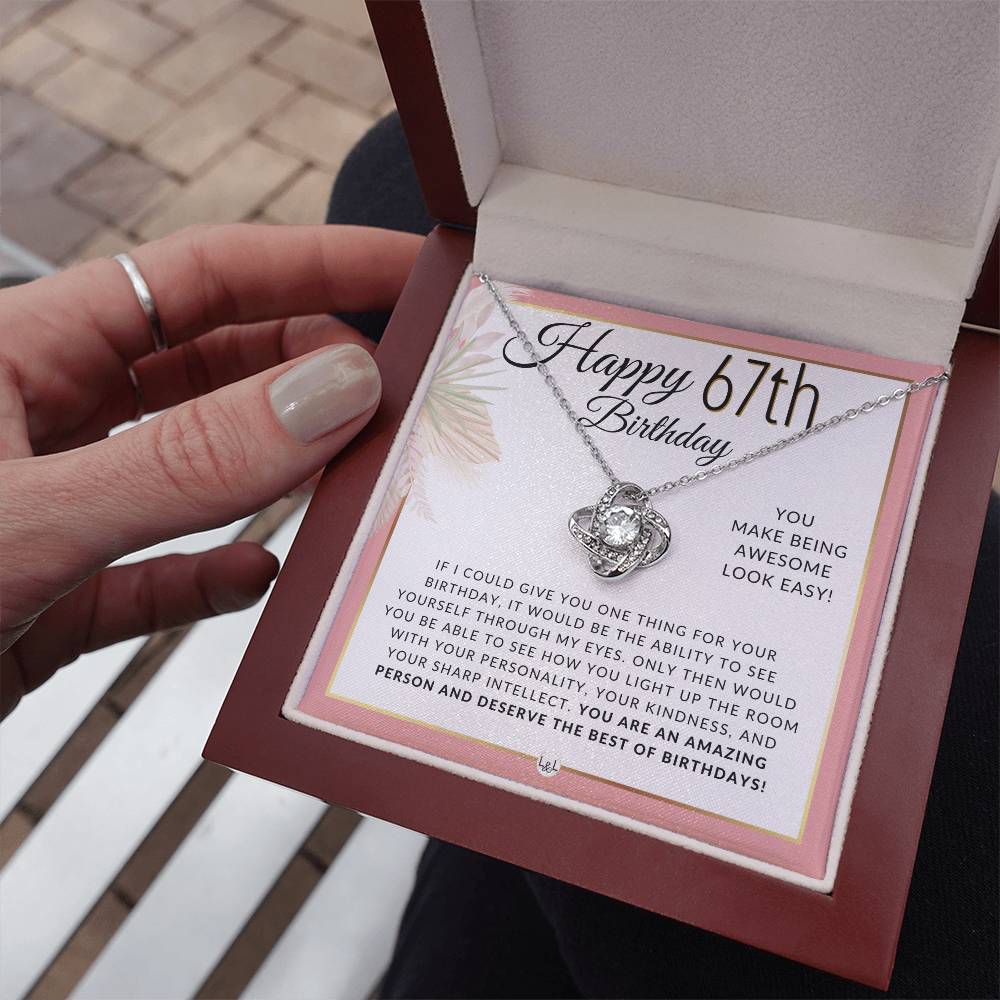 67th Birthday Gift For Her - Beautiful Women's Pendant Necklace + Heartfelt Birthday Message For Her - Liliana and Liam