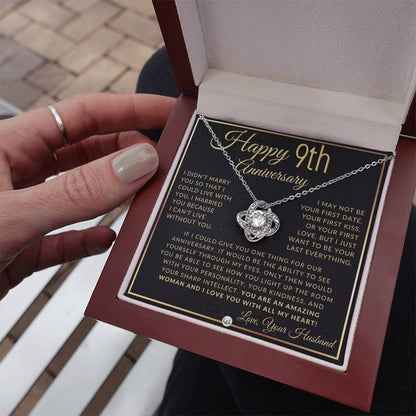 9th Anniversary Gift For Wife - Beautiful Women's Pendant Necklace + Heartfelt Anniversary Message For Her - Liliana and Liam