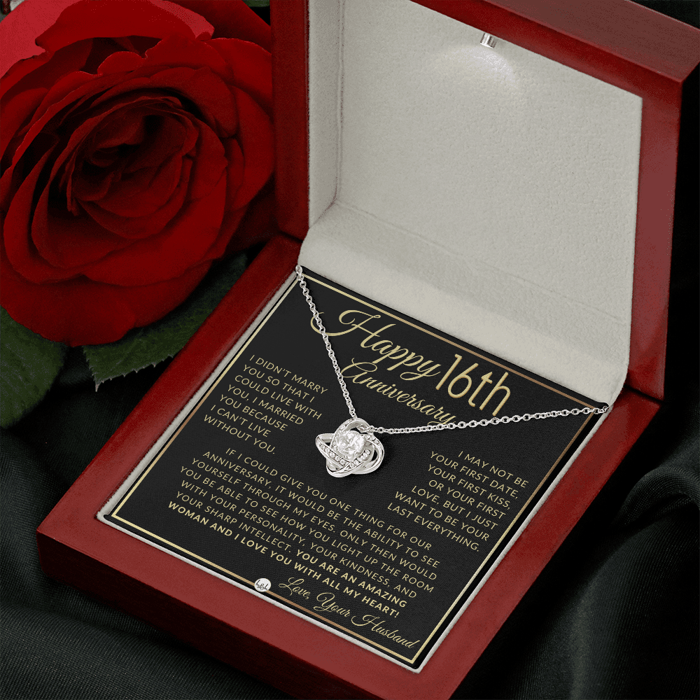 16th Anniversary Gift For Wife - Beautiful Women's Pendant Necklace + Heartfelt Anniversary Message - Liliana and Liam