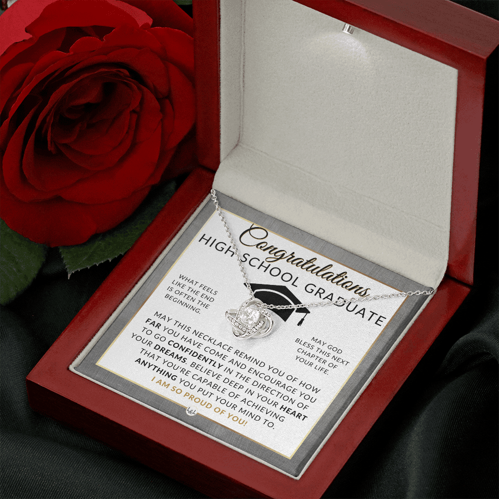 Graduation Gifts For High School Girl - Beautiful Necklace + HS Graduation Message - Graduation Party Gift Idea For Her