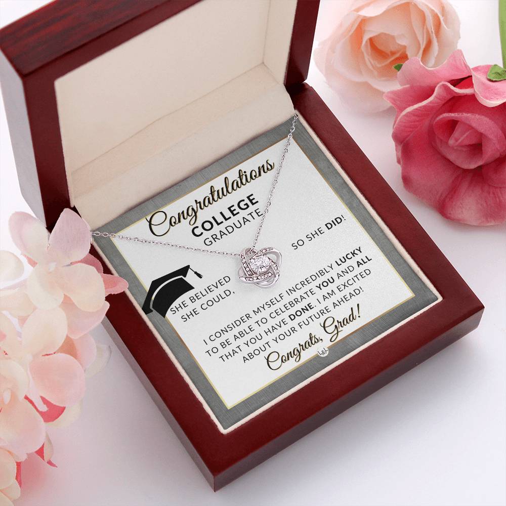 Graduation Gift For College Girl - Beautiful Women's Pendant + Sentimental Keepsake Message For New Grad - Perfect College Graduation Gift For Her - Great Gift For College Graduation Party - Liliana and Liam