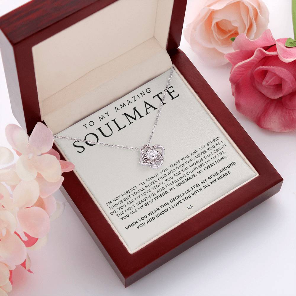 Sentimental Gift For My Soulmate - Beautiful Women's Pendant + Heartfelt Message - Perfect Christmas Gift, Valentine's Day, Birthday or Anniversary Present