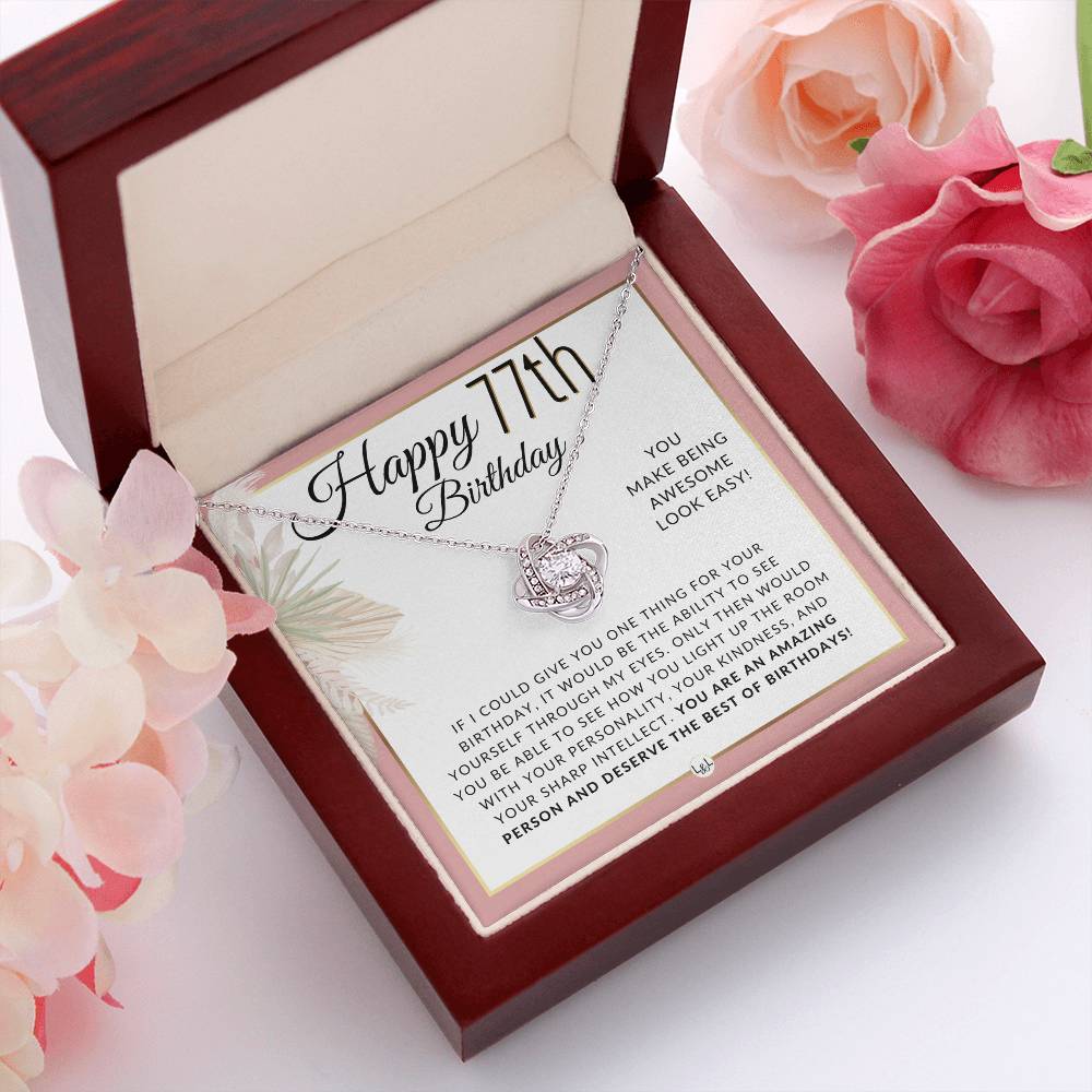 77th Birthday Gift For Her - Necklace For 77 Year Old Birthday - Beautiful Woman's Pendant Jewelry - Great Birthday Idea For Her - Liliana and Liam