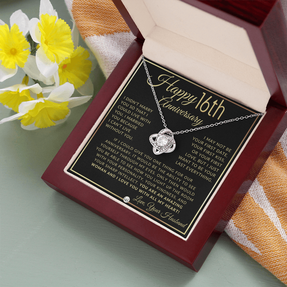 16th Anniversary Gift For Wife - Beautiful Women's Pendant Necklace + Heartfelt Anniversary Message