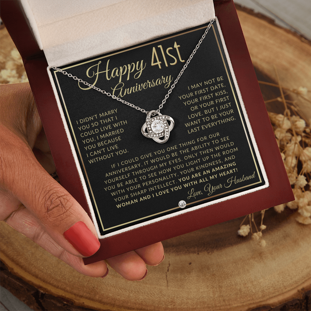 41st Anniversary Gift For Wife - Beautiful Women's Pendant Necklace + Heartfelt Anniversary Message
