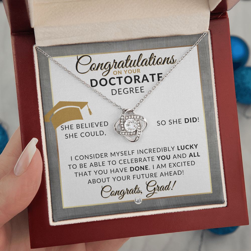 Graduation Gift For A Woman Who Earned Her Doctorate Degree - Meaningful Milestone Necklace - 2024 Ph.D. Graduation Gift For Her