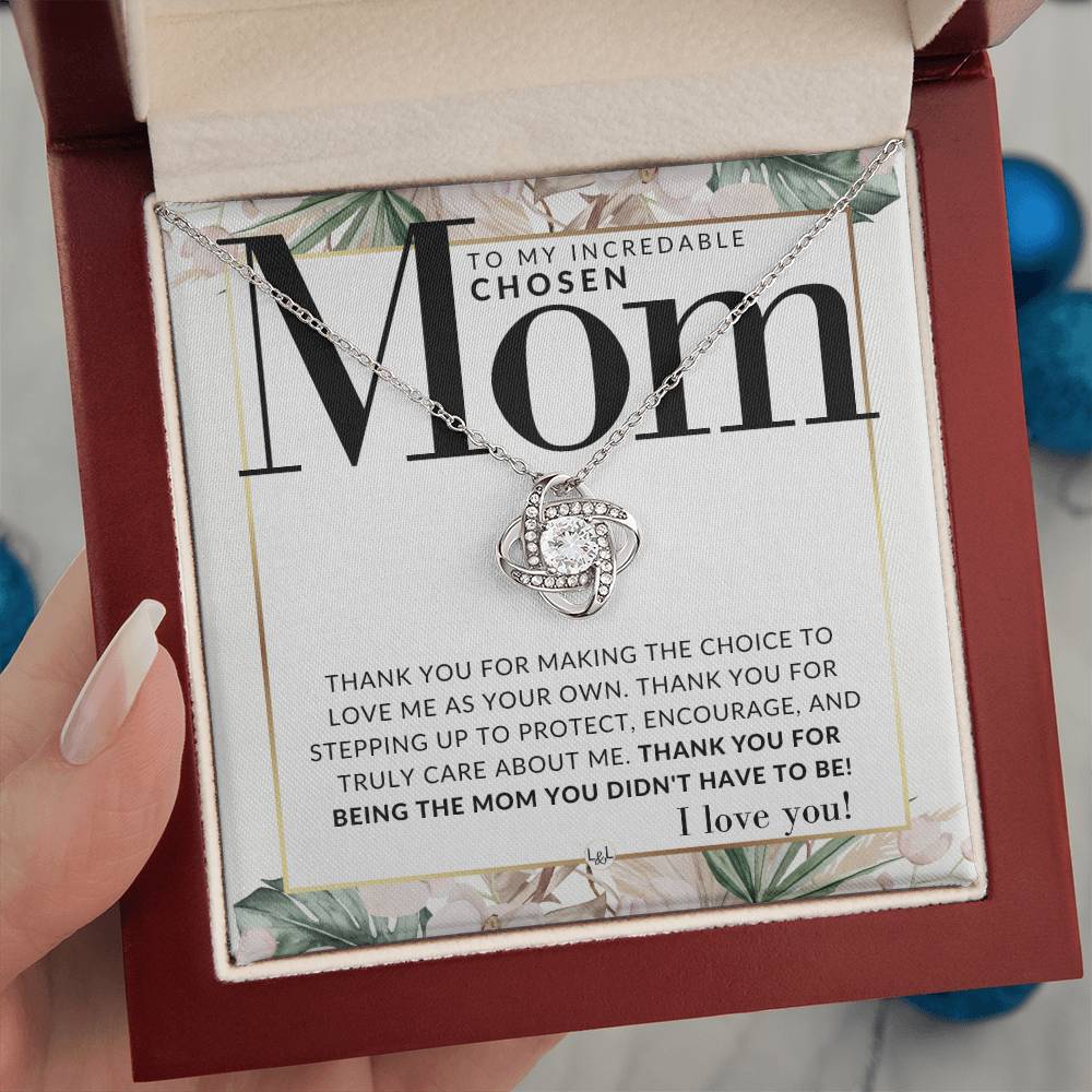 Chosen Mom Gift - Great Bonus Mom Gift For Mother's Day, Christmas, Her Birthday, or As An Encouragement Gift - Beautiful Women's Pendant Necklace + Heartfelt Message