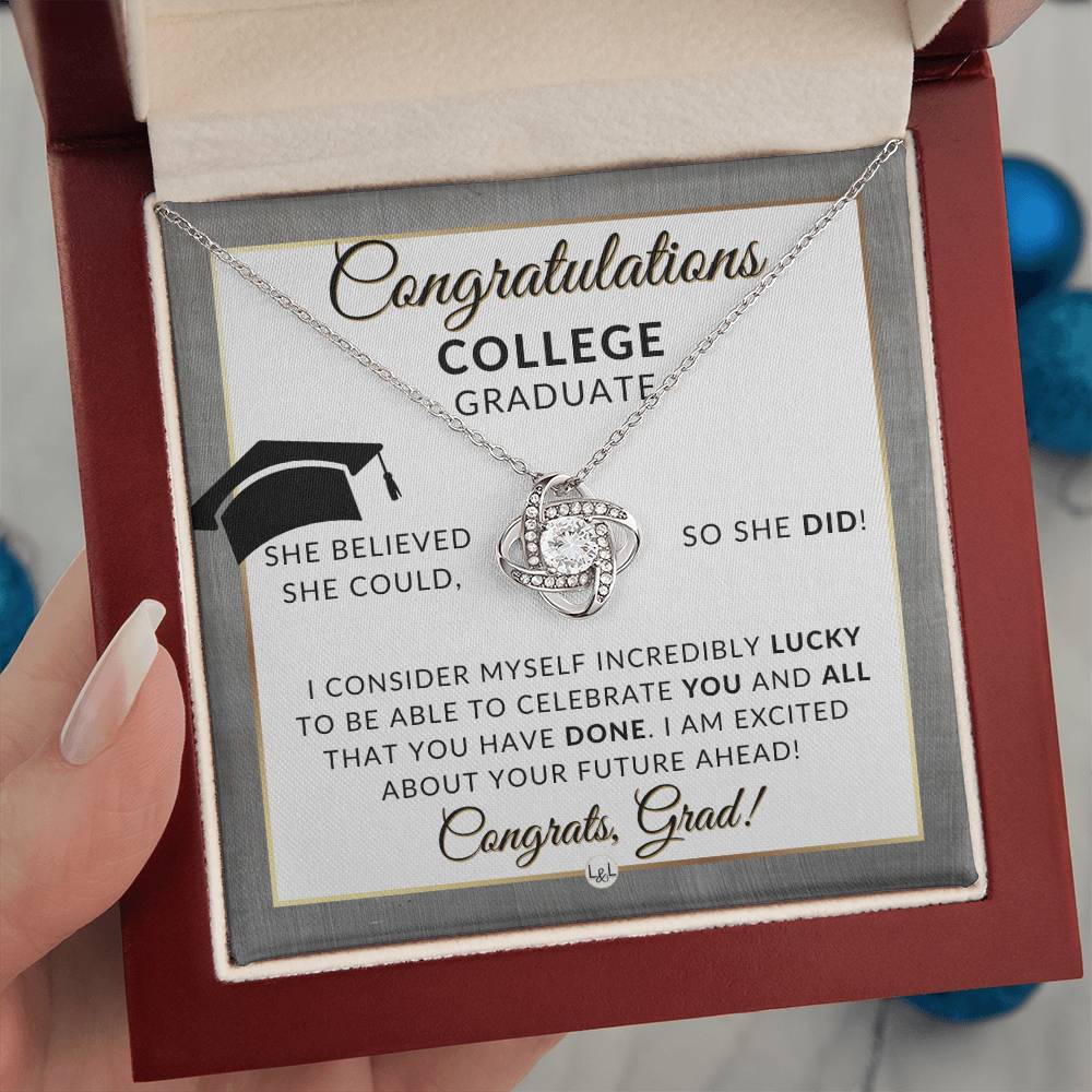 Graduation Gift For College Girl - Beautiful Women's Pendant + Sentimental Keepsake Message For New Grad - Perfect College Graduation Gift For Her - Great Gift For College Graduation Party - Liliana and Liam