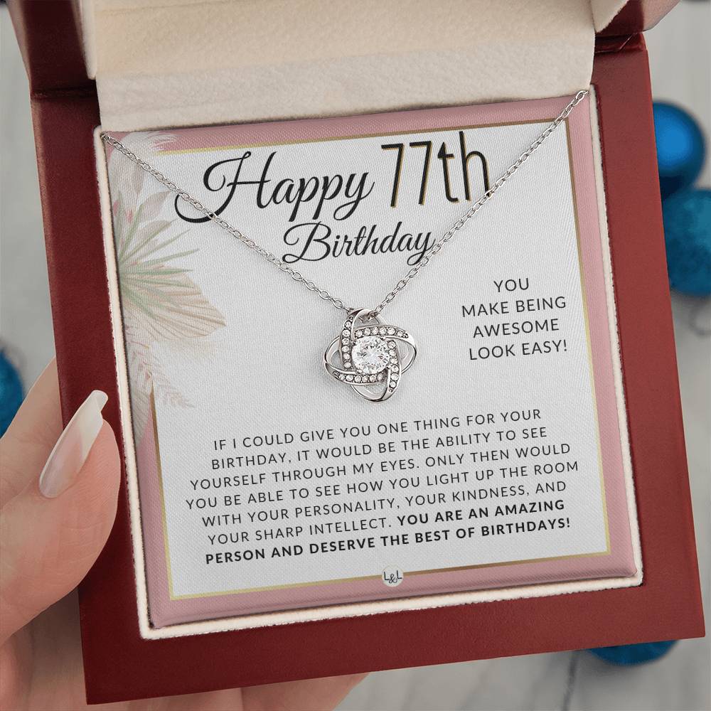 77th Birthday Gift For Her - Necklace For 77 Year Old Birthday - Beautiful Woman's Pendant Jewelry - Great Birthday Idea For Her - Liliana and Liam