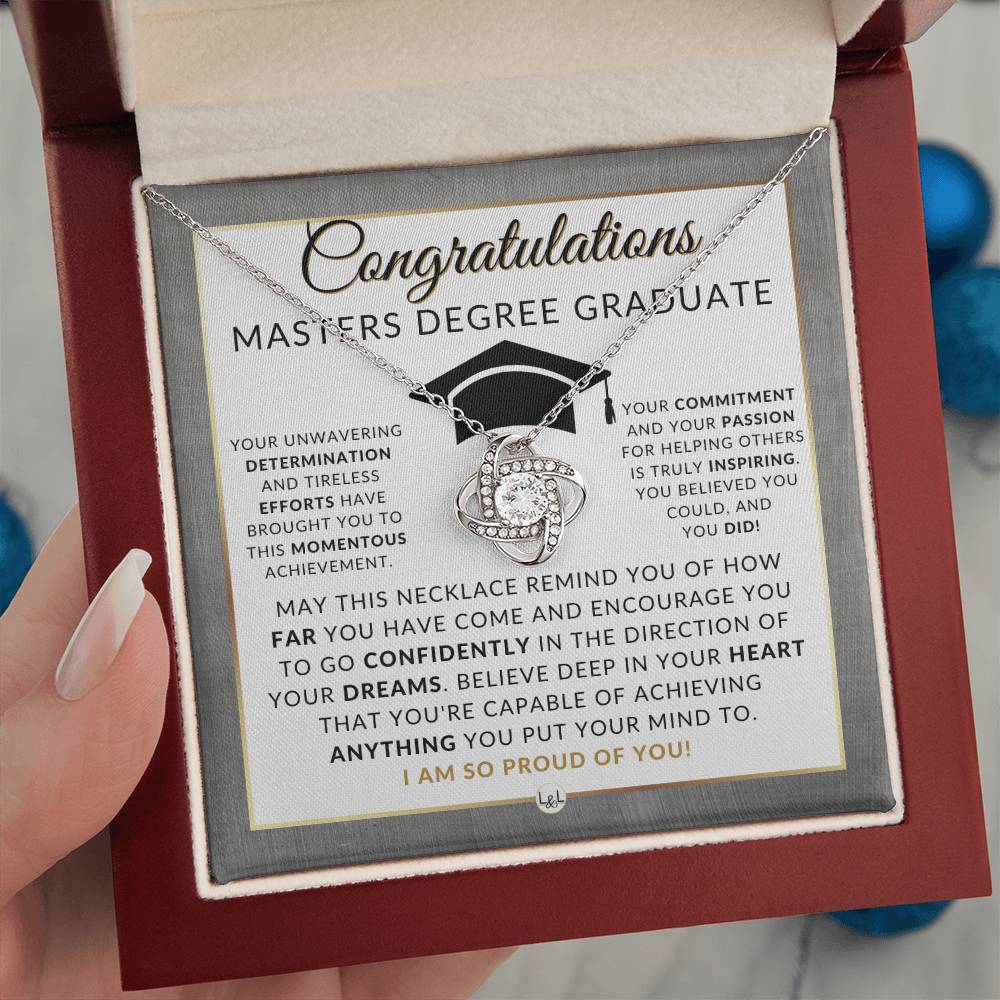 Graduate Graduation Gift Idea For Her For Masters Degree Graduate -  Master's Graduation Gift For Her - Pendant Necklace + Heartfelt Message