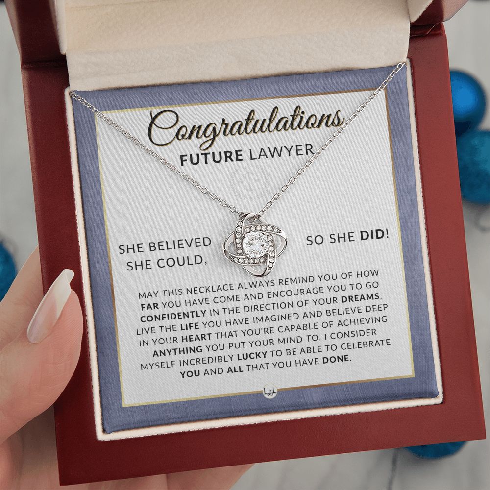 Law School Acceptance Gift - Meaningful Milestone Necklace - 2024 Graduation Gift For Future Lawyer