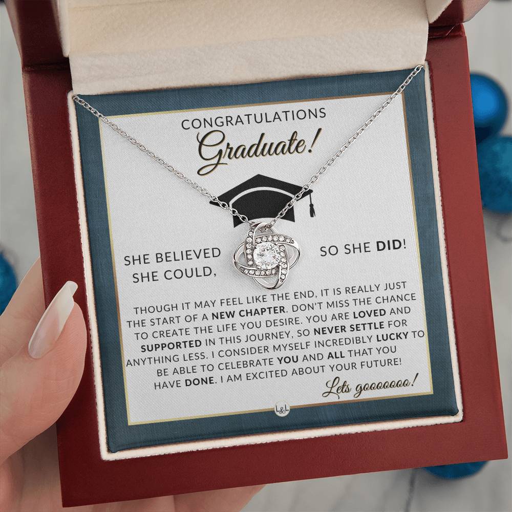 2024 Graduation Party Gift For Her - Beautiful Necklace + Heartfelt Graduation Message - 2024 Graduation Gift Idea For Her - Liliana and Liam