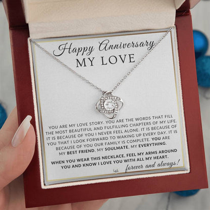 Anniversary Gift For Your Wife, Girlfriend or Fiancée - My Love Story - Beautiful Women's Pendant Necklace + Heartfelt Anniversary Message - Liliana and Liam