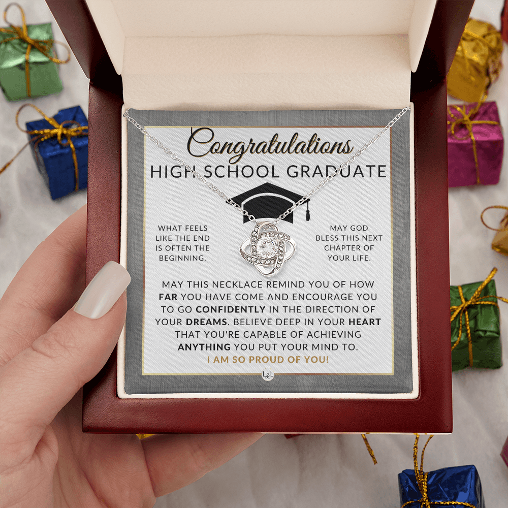 Graduation Gifts For High School Girl - Beautiful Necklace + HS Graduation Message - Graduation Party Gift Idea For Her
