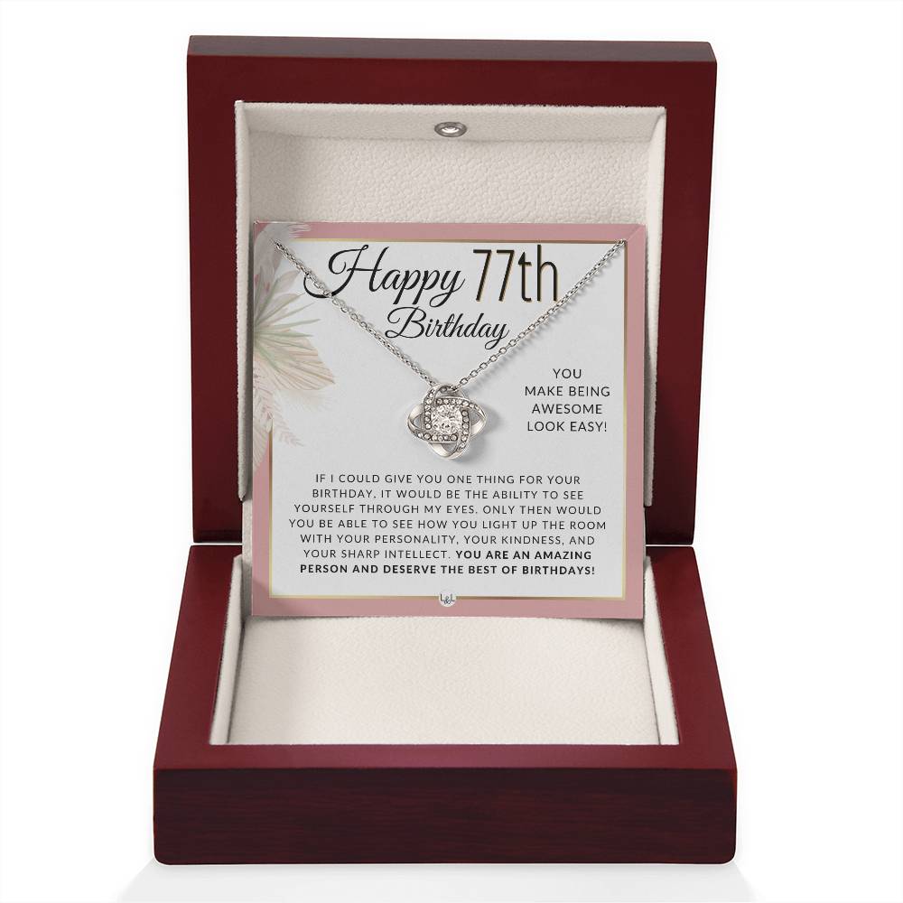 77th Birthday Gift For Her - Necklace For 77 Year Old Birthday - Beautiful Woman's Pendant Jewelry - Great Birthday Idea For Her - Liliana and Liam