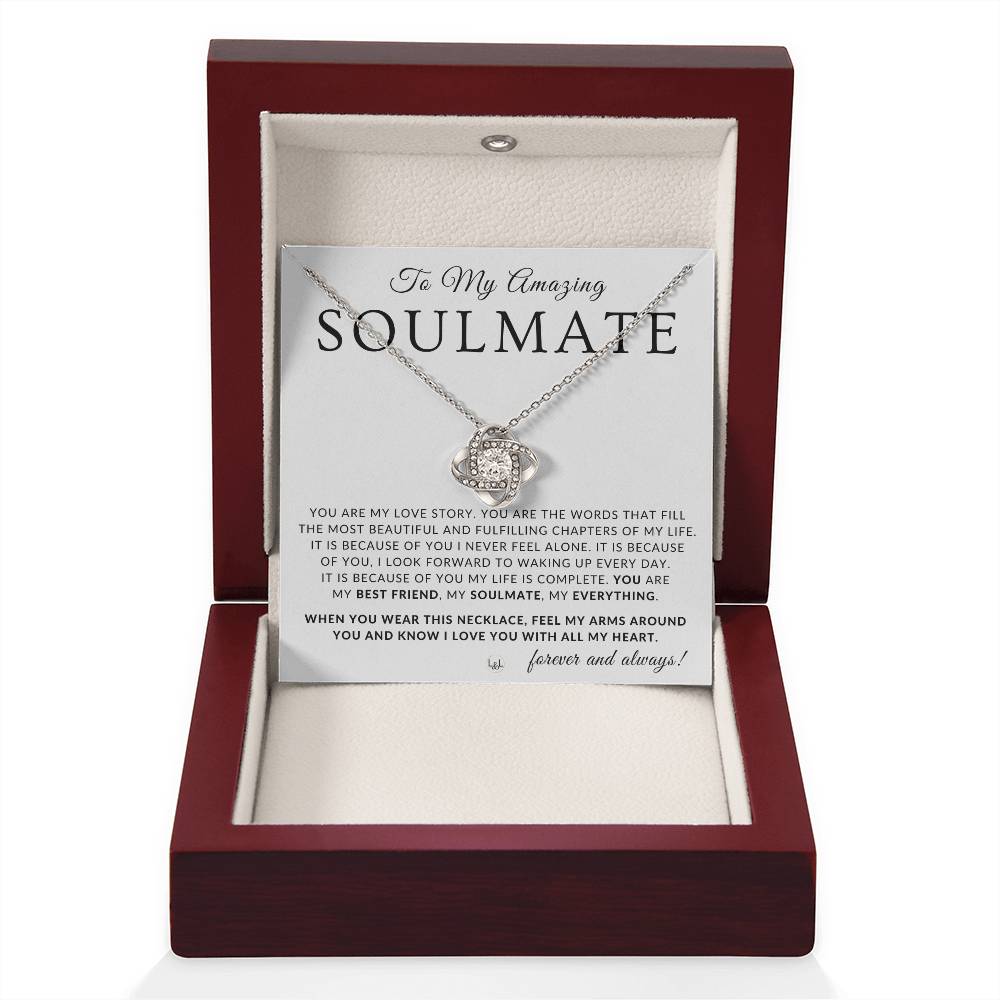 Thoughtful Gift For My Soulmate - Beautiful Women's Pendant + Heartfelt Message - Perfect Christmas Gift, Valentine's Day, Birthday or Anniversary Present