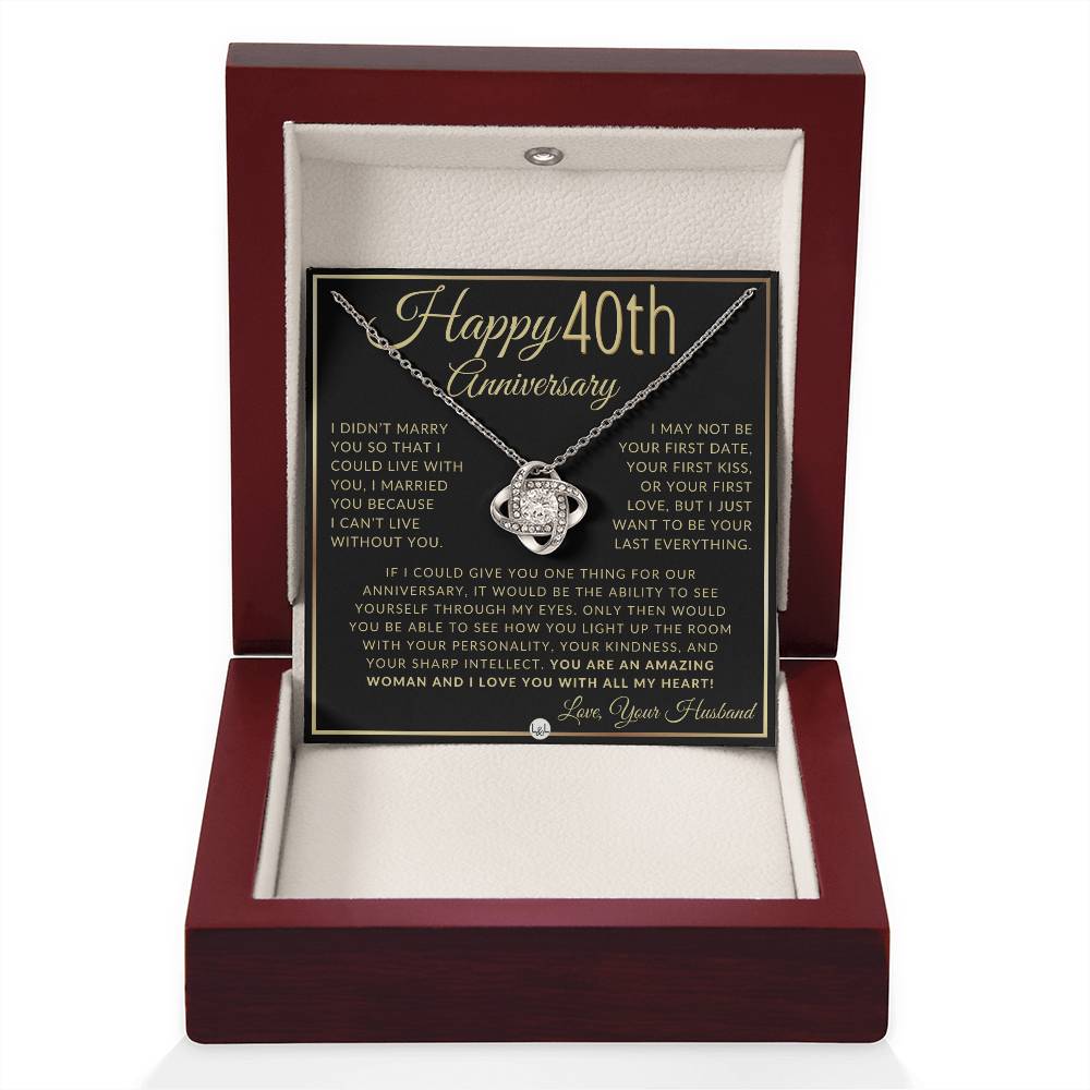 40th Anniversary Gift For Wife - Beautiful Women's Pendant Necklace + Heartfelt Anniversary Message - Liliana and Liam