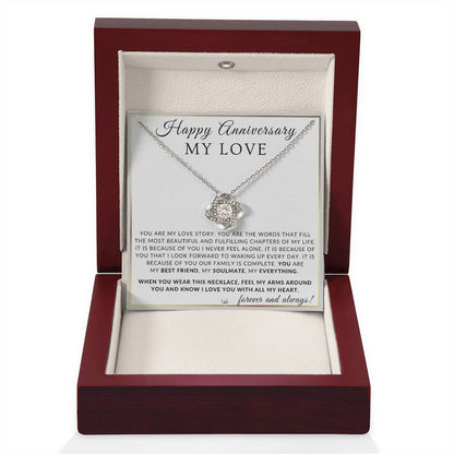 Anniversary Gift For Your Wife, Girlfriend or Fiancée - My Love Story - Beautiful Women's Pendant Necklace + Heartfelt Anniversary Message - Liliana and Liam