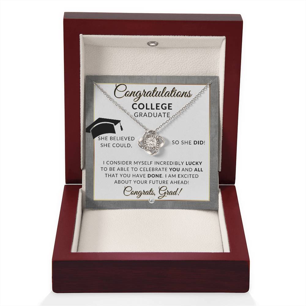 Graduation Gift For College Girl - Beautiful Women's Pendant + Sentimental Keepsake Message For New Grad - Perfect College Graduation Gift For Her - Great Gift For College Graduation Party - Liliana and Liam