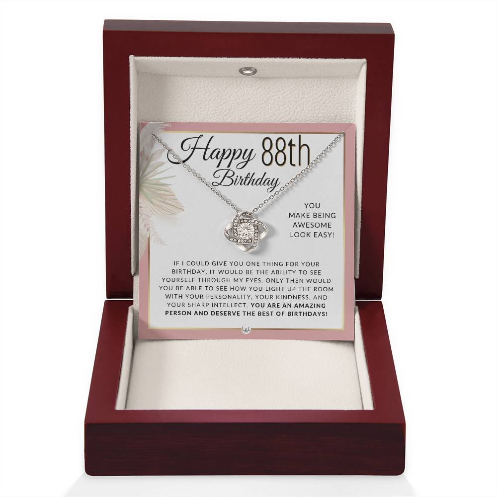 88th Birthday Gift For Her - Necklace For 88 Year Old Birthday - Beautiful Women's Birthday Pendant + Heartfelt Birthday Message - Liliana and Liam