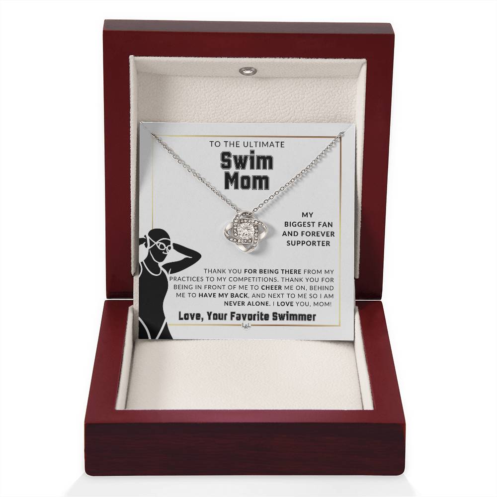 Swim Mom, From A Girl Swimmer - Knot Pendent Necklace - Gift For Sports Mom - Liliana and Liam