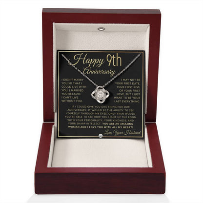 9th Anniversary Gift For Wife - Beautiful Women's Pendant Necklace + Heartfelt Anniversary Message For Her - Liliana and Liam